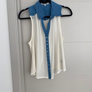 Sheer tank top with denim